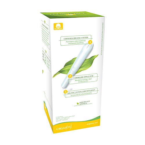 ORGANYC Hypoallergenic 100% Organic Cotton Internal Tampons with Applicator, REGULAR, 16-count